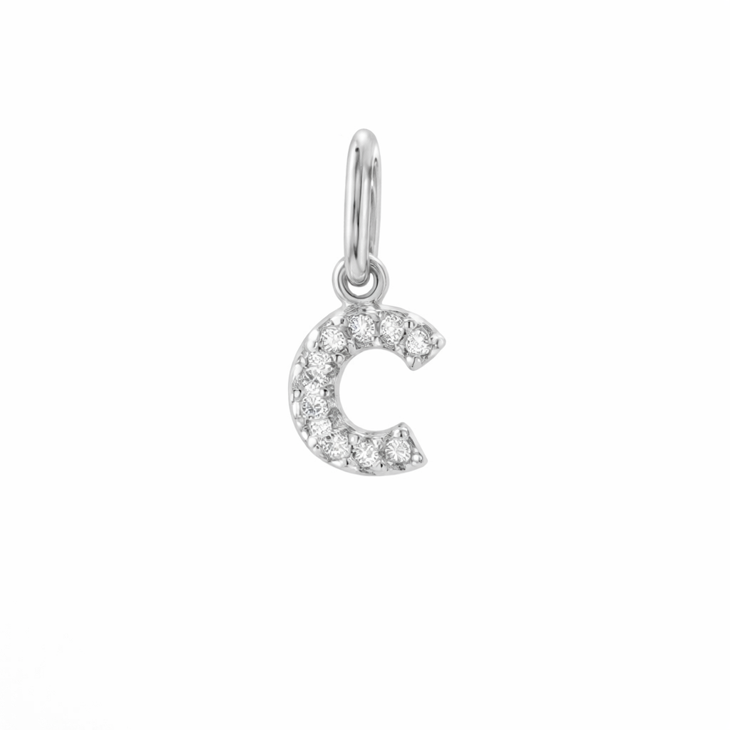 Dije Inicial con Diamantes en Oro 14K
