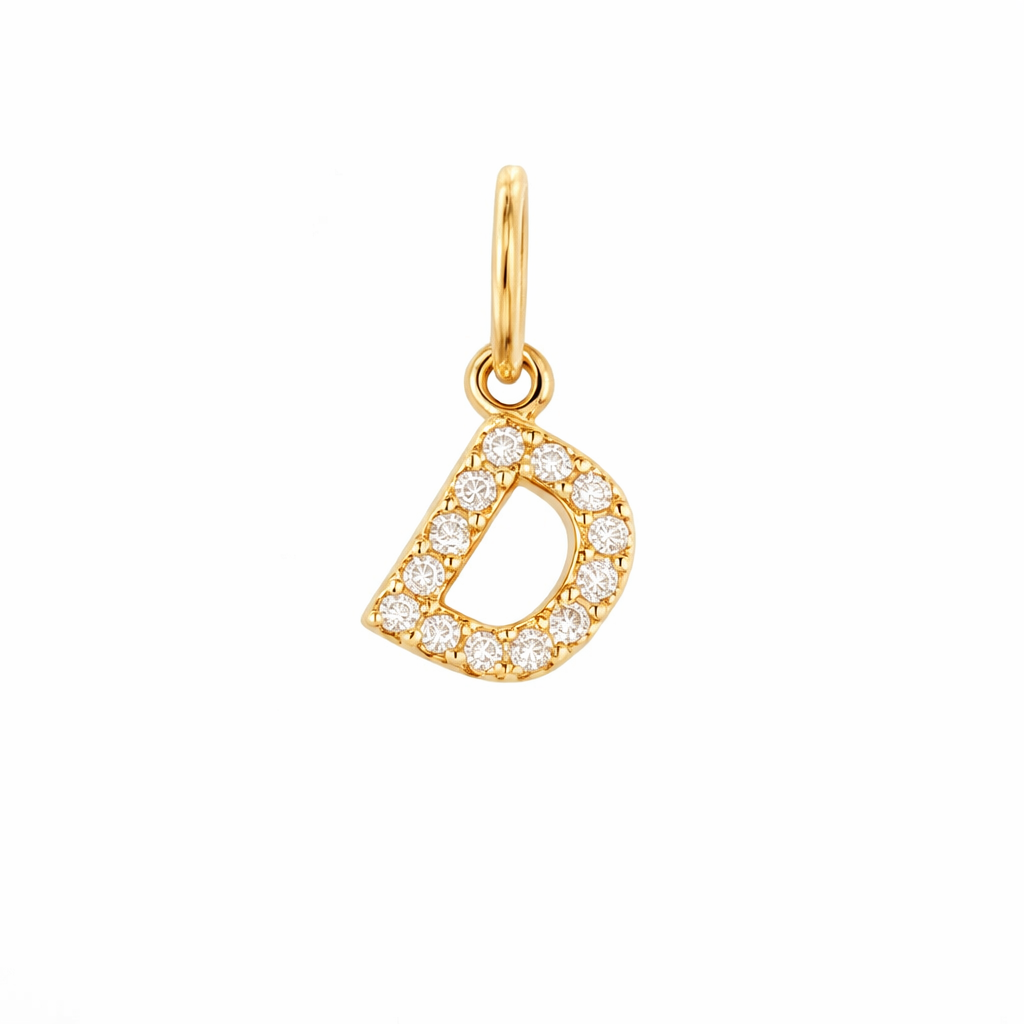 Dije Inicial con Diamantes en Oro 14K