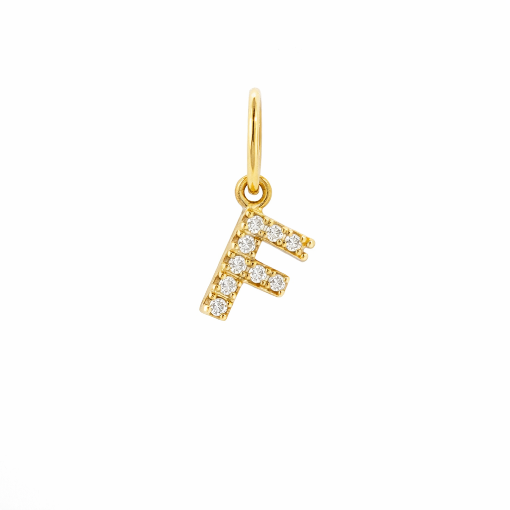 Dije Inicial con Diamantes en Oro 14K