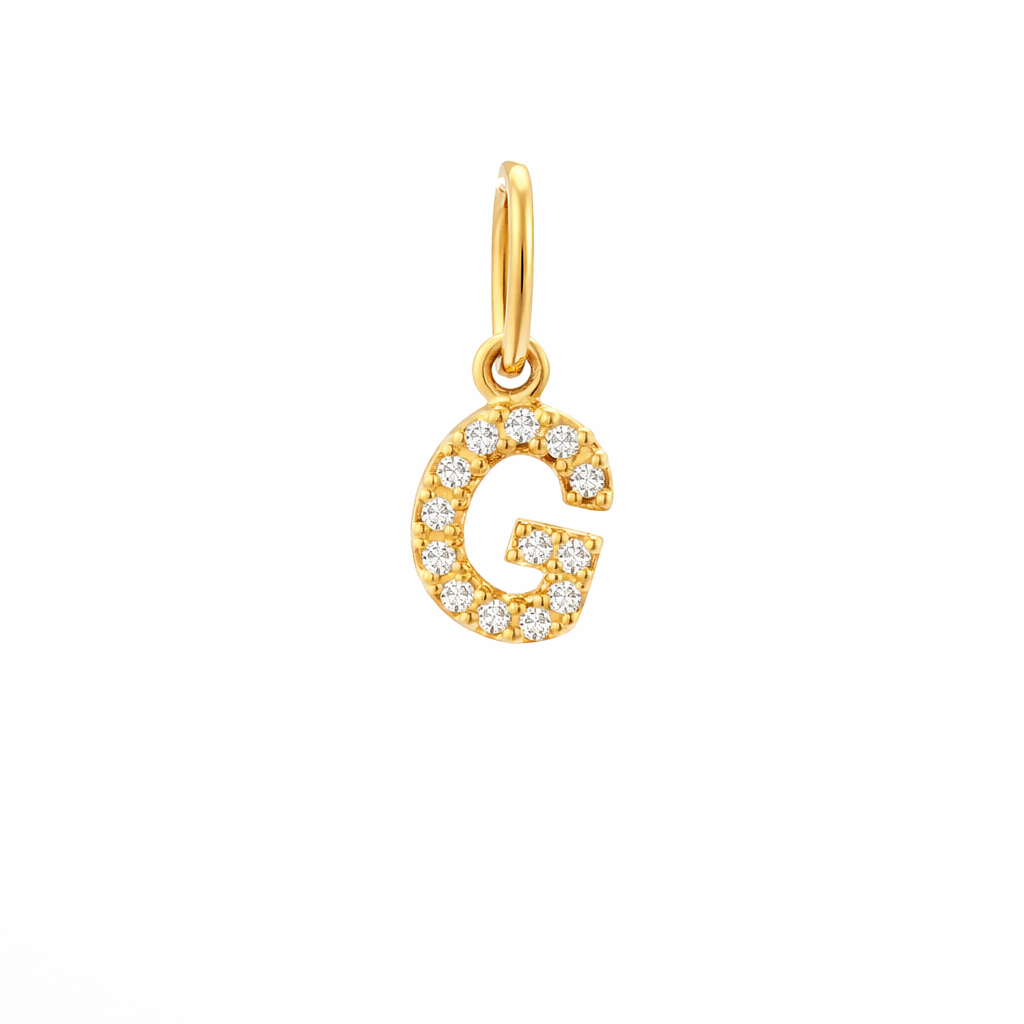 Dije Inicial con Diamantes en Oro 14K