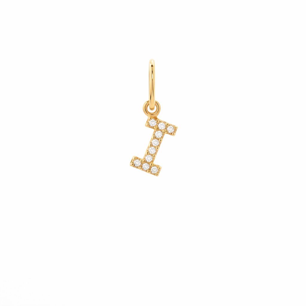 Dije Inicial con Diamantes en Oro 14K