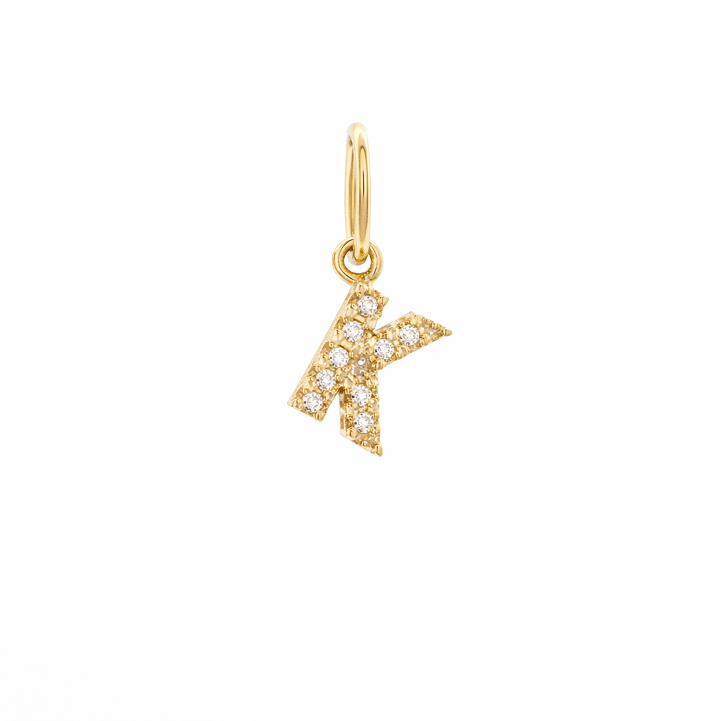 Dije Inicial con Diamantes en Oro 14K