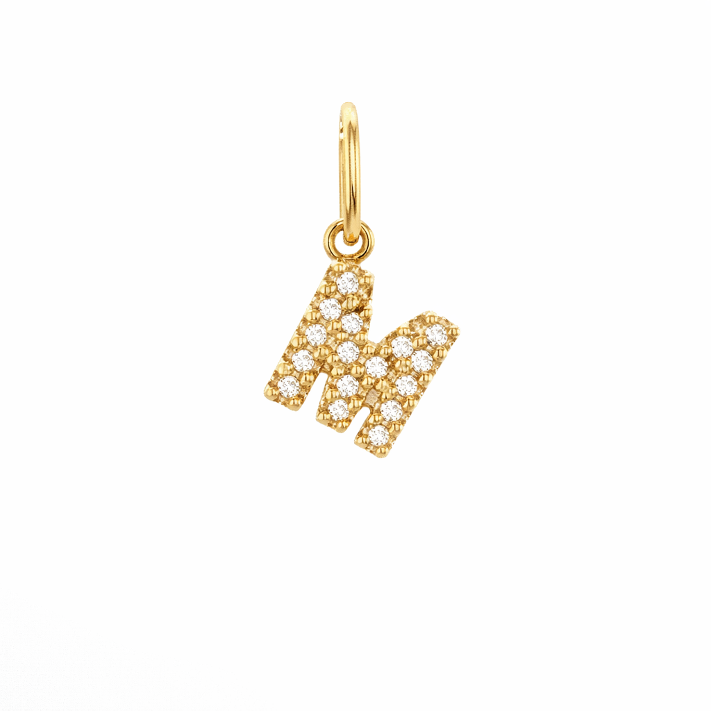 Dije Inicial con Diamantes en Oro 14K