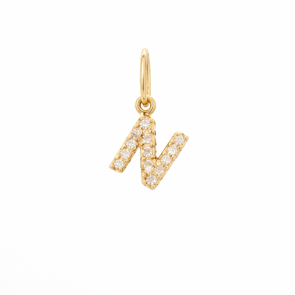 Dije Inicial con Diamantes en Oro 14K