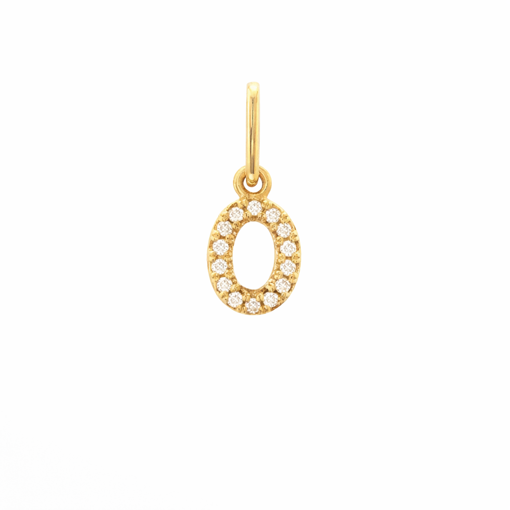 Dije Inicial con Diamantes en Oro 14K