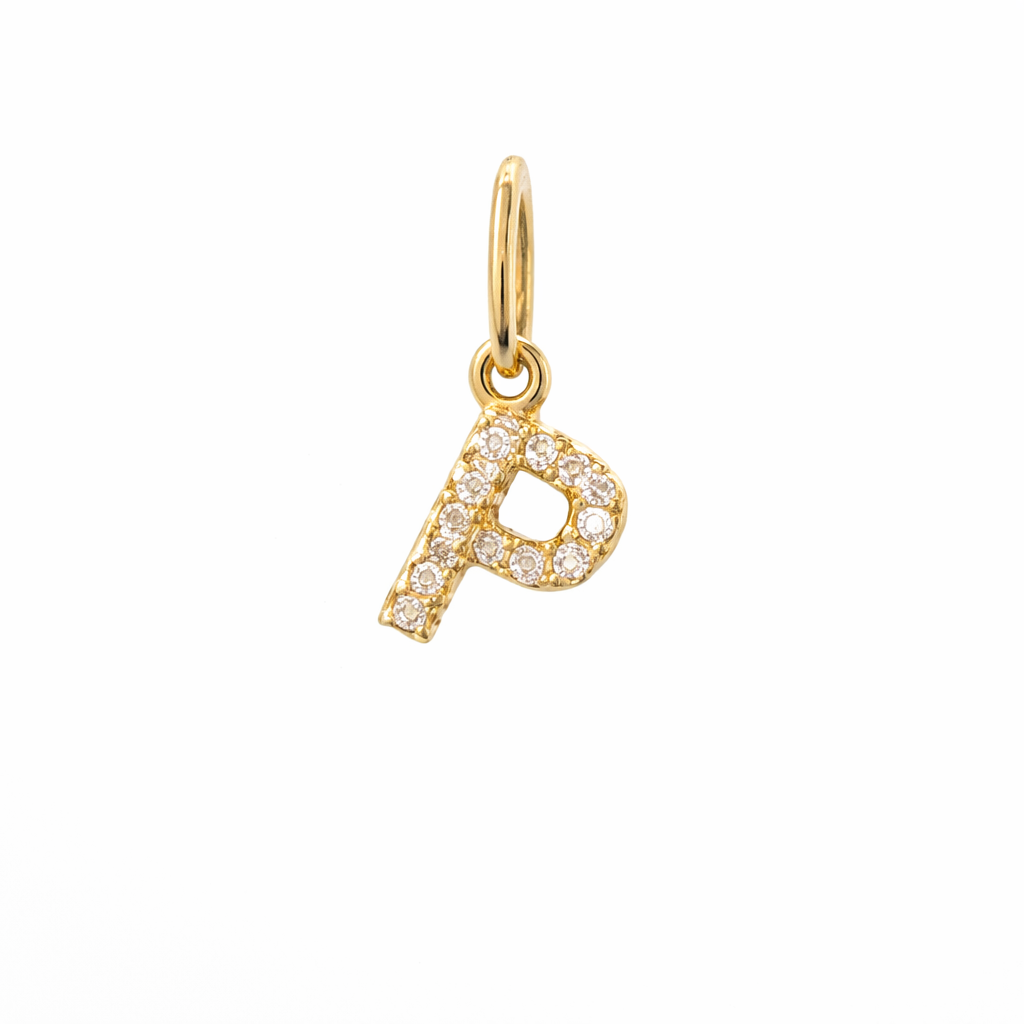 Dije Inicial con Diamantes en Oro 14K