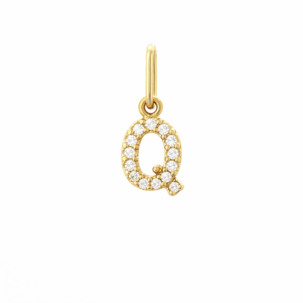 Dije Inicial con Diamantes en Oro 14K