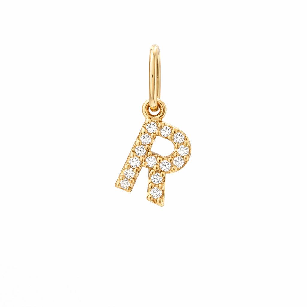 Dije Inicial con Diamantes en Oro 14K