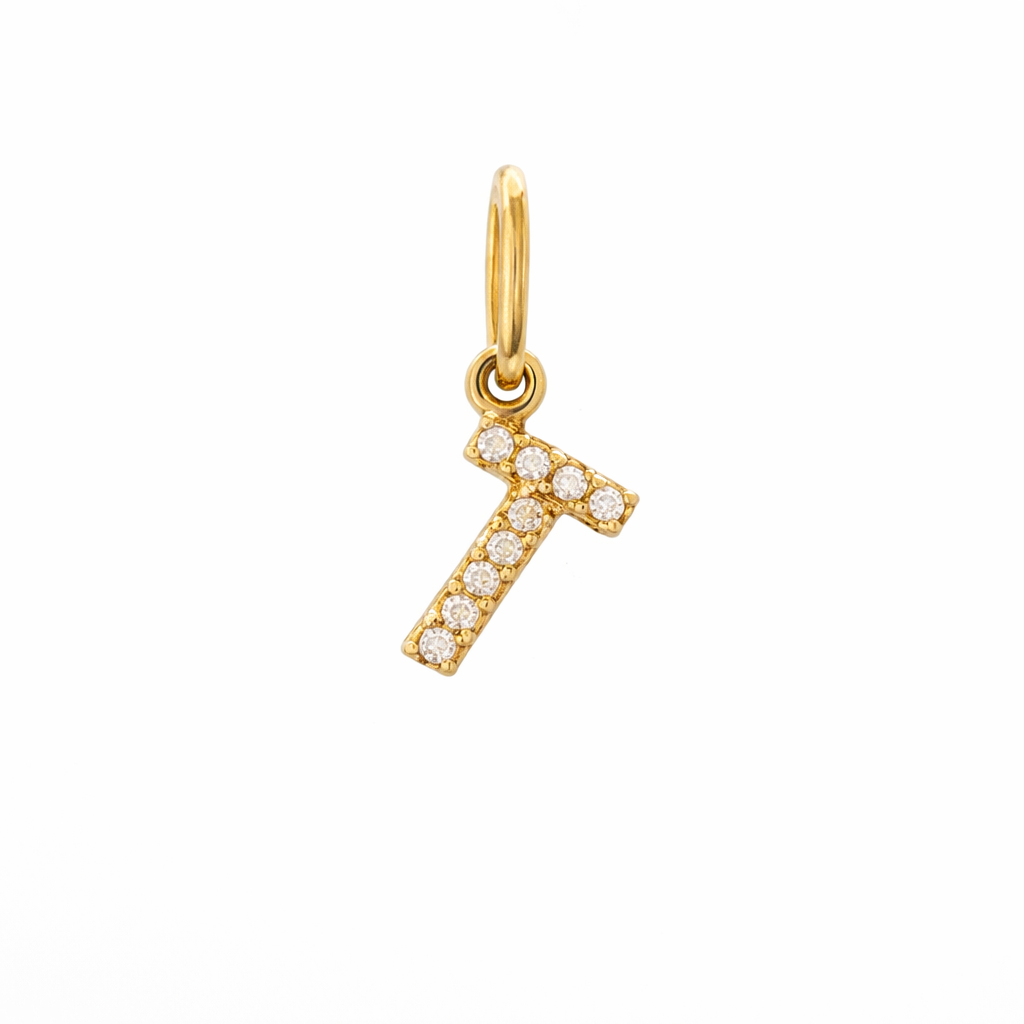 Dije Inicial con Diamantes en Oro 14K