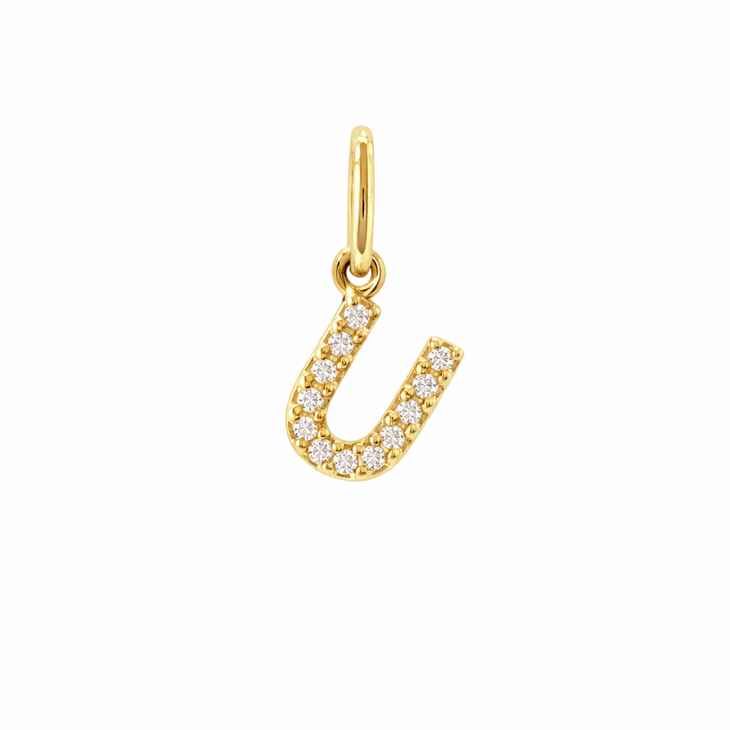 Dije Inicial con Diamantes en Oro 14K