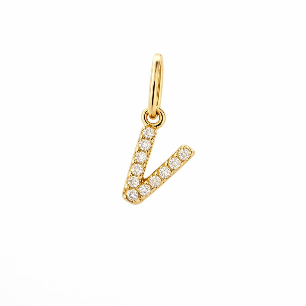 Dije Inicial con Diamantes en Oro 14K