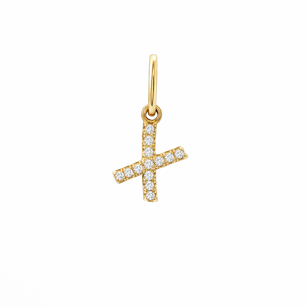 Dije Inicial con Diamantes en Oro 14K