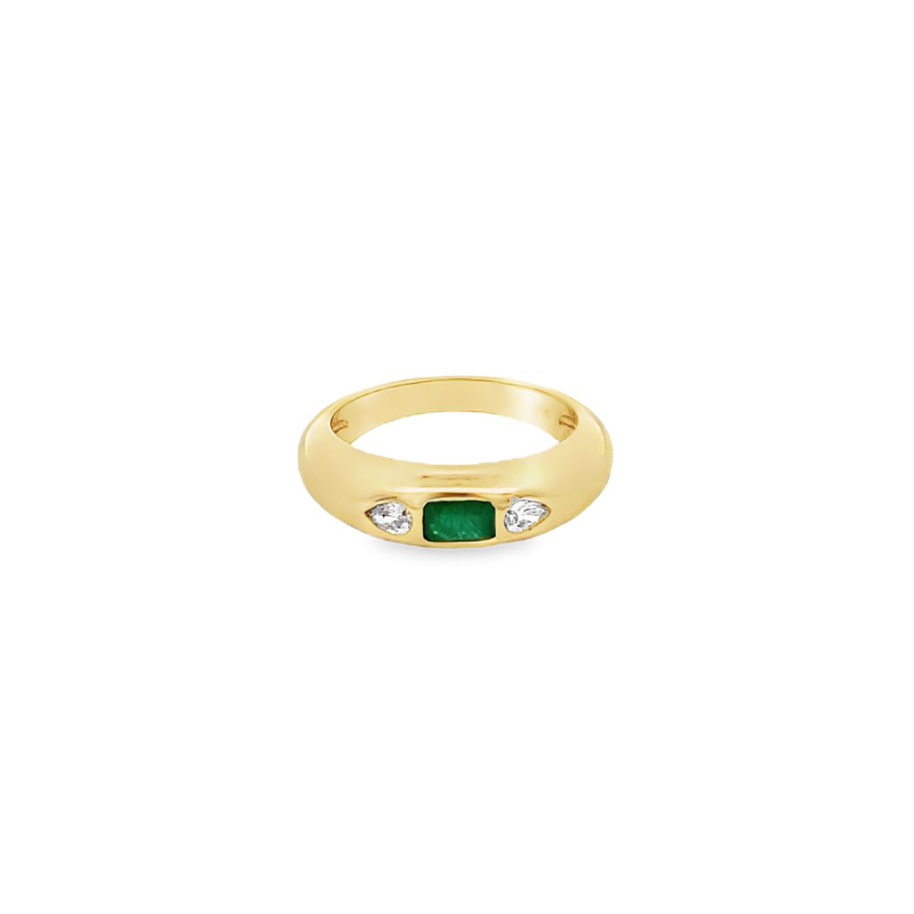 Anillo Dome con Esmeralda y Diamantes