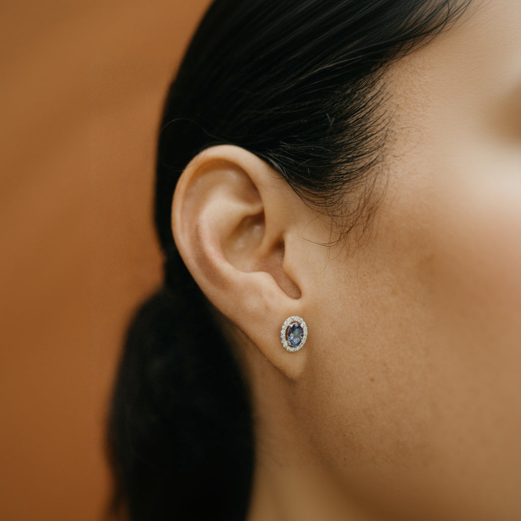 Electra · Aretes con Halo de Diamantes