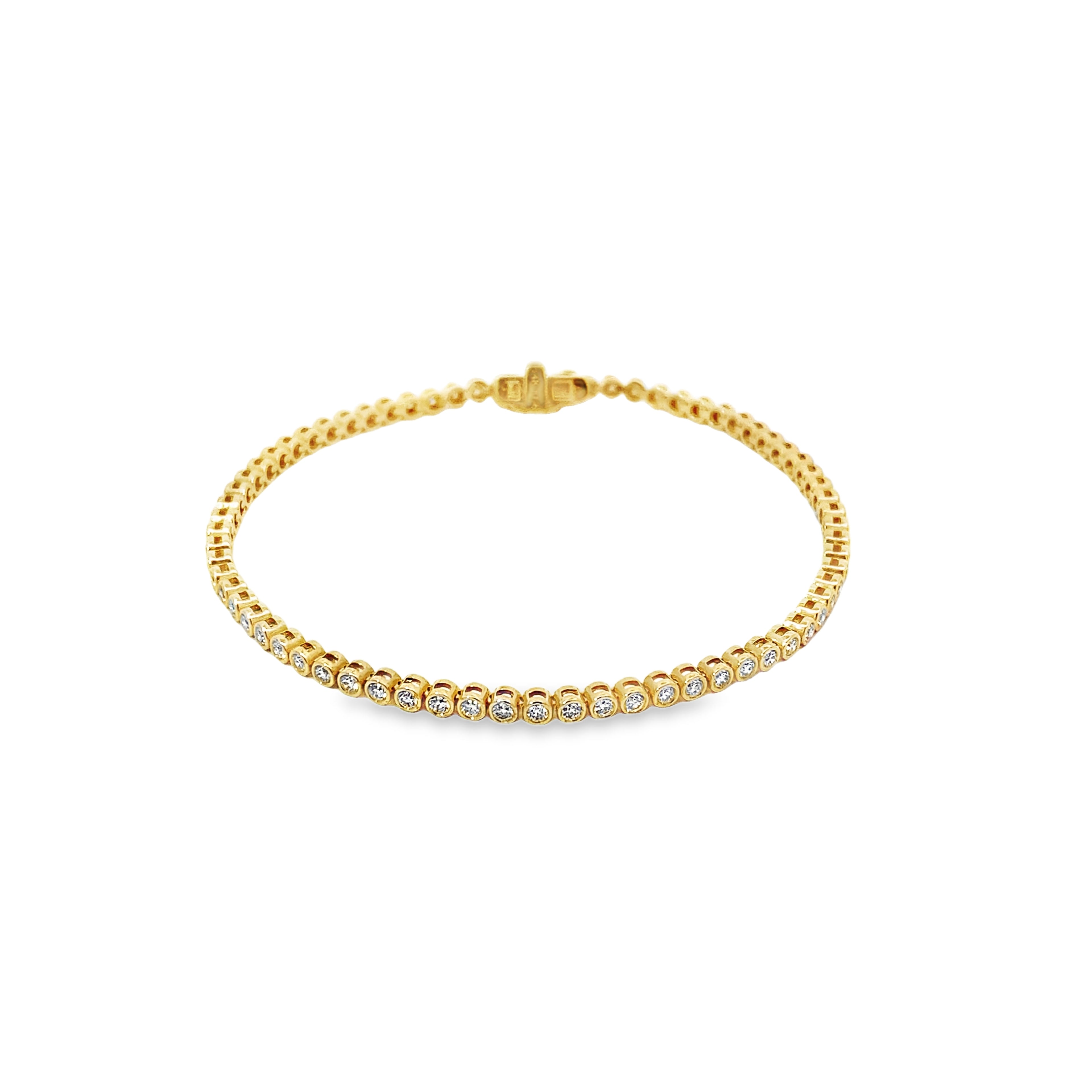 Pulsera Tennis en Bisel Oro 14k