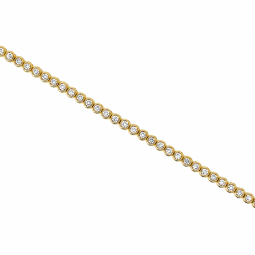 Pulsera Tennis en Bisel Oro 14k