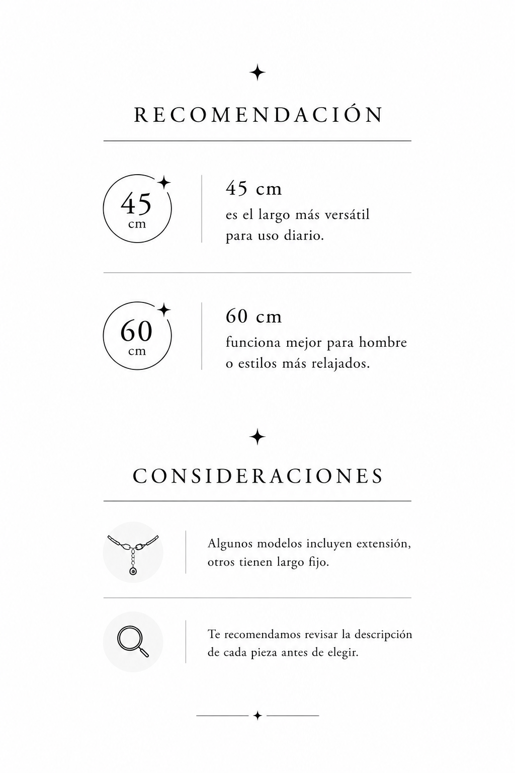 Recomendaciones de largos de collares