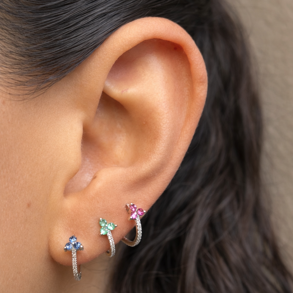 Trio Huggie Piercing en Oro 14k