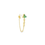 Trio Piercing en Oro 14k con Diamantes y Piedras de Color