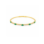 Pulsera Tennis Flexible de Esmeraldas y Diamantes en Oro 14k